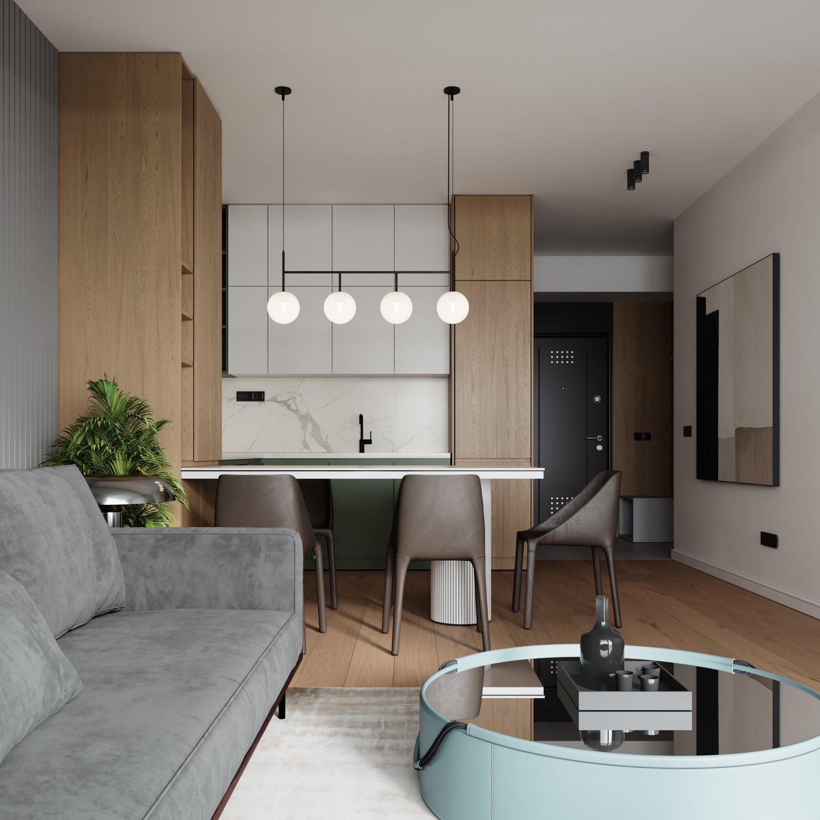Corner Residence 3 living and kitchen