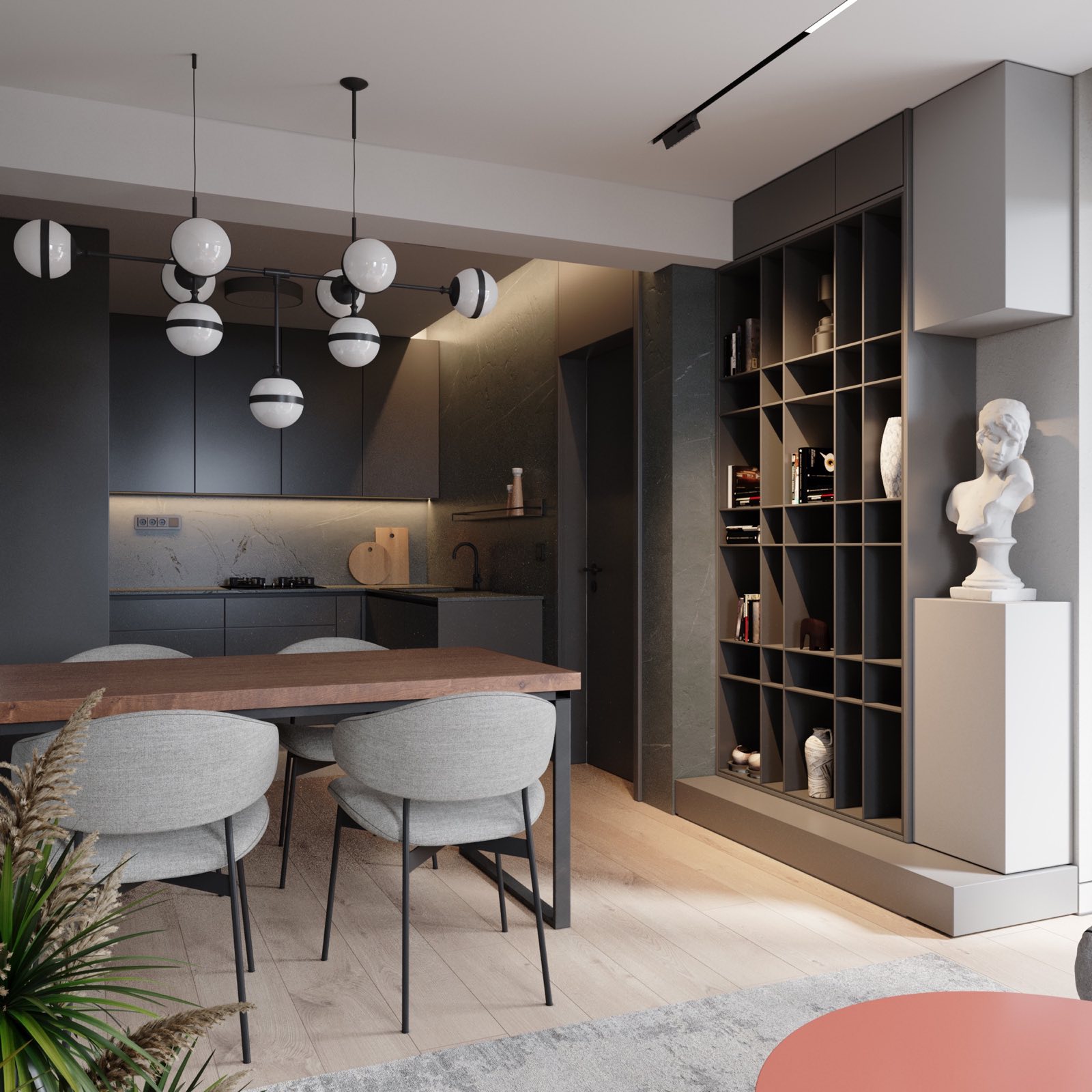 ParkLine Residences kitchen and library